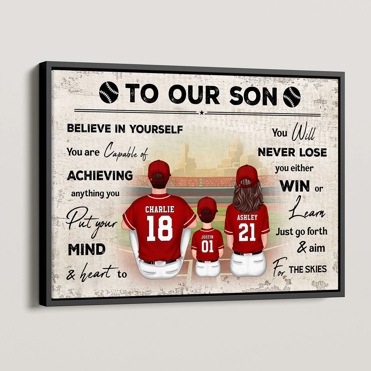 To My Son Baseball Player Personalized Horizontal Poster - Image 2