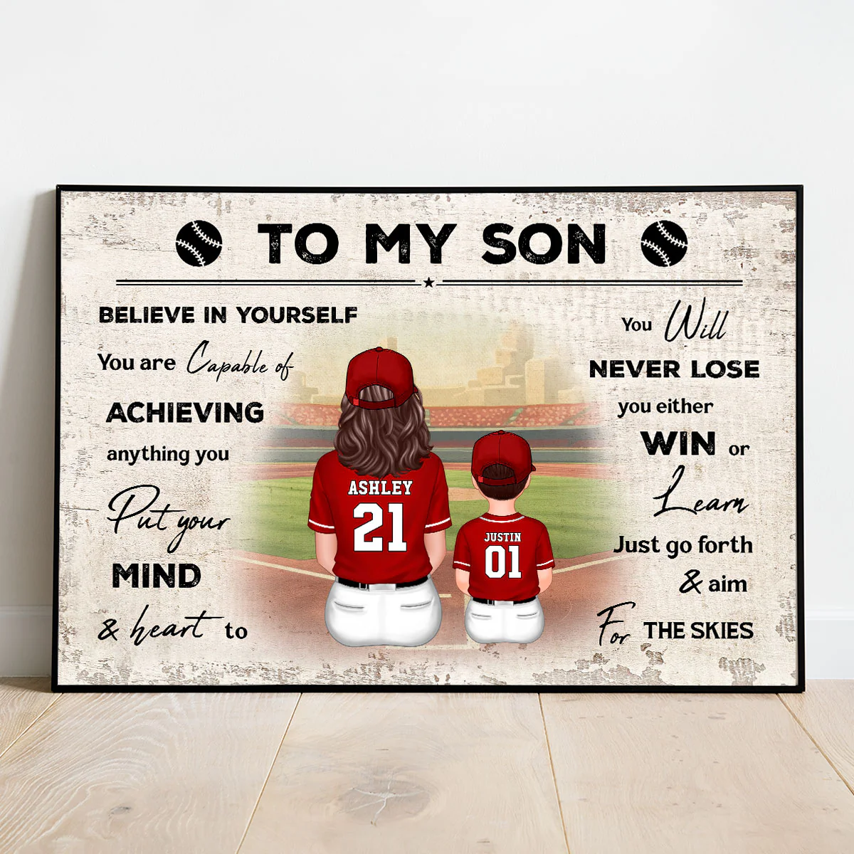 To My Son Baseball Player Personalized Horizontal Poster - Image 4