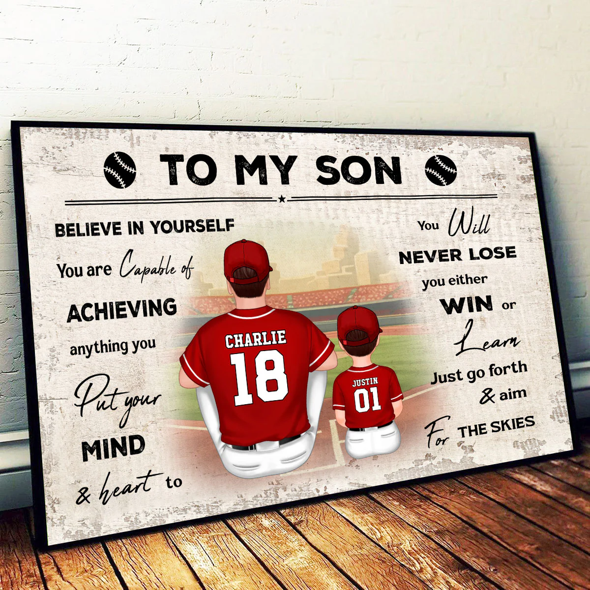 To My Son Baseball Player Personalized Horizontal Poster - Image 5