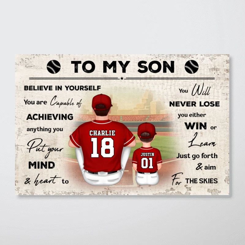 To My Son Baseball Player Personalized Horizontal Poster - Image 7