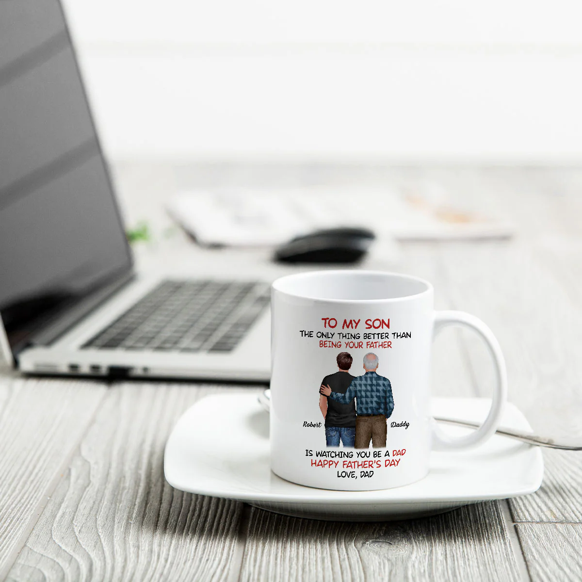 To My Son From Dad Happy Father‘s Day Back View Personalized Mug - Image 4
