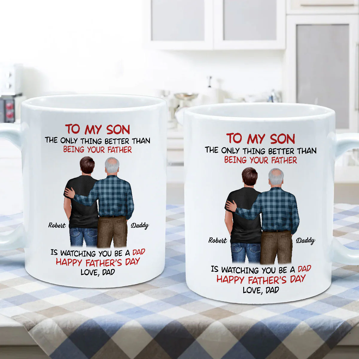 To My Son From Dad Happy Father‘s Day Back View Personalized Mug - Image 5