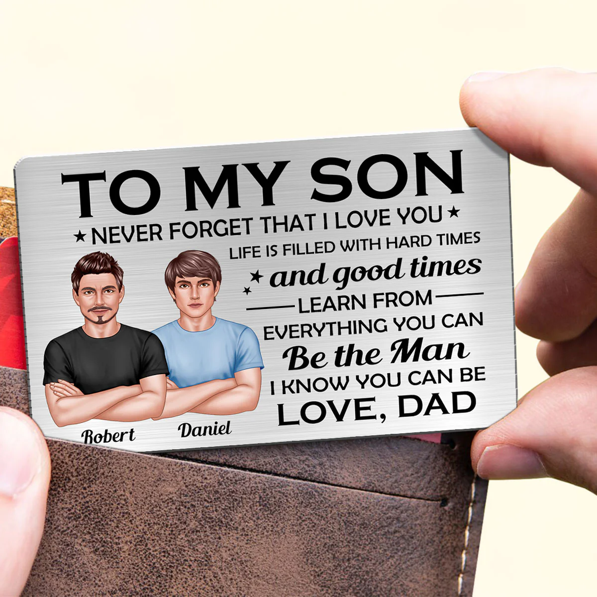 To My Son From Dad Personalized Metal Wallet Card