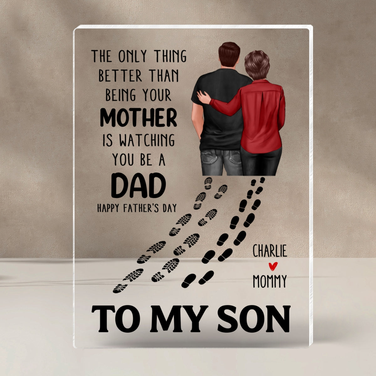 To My Son From Mom Dad Footprints Personalized Acrylic Block, gift - Image 11