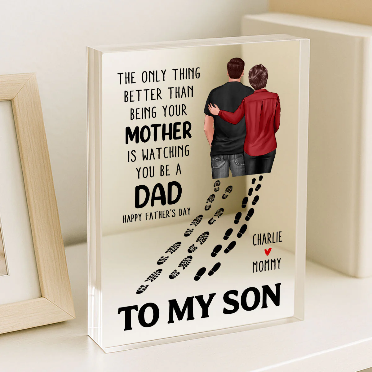 To My Son From Mom Dad Footprints Personalized Acrylic Block, gift - Image 7