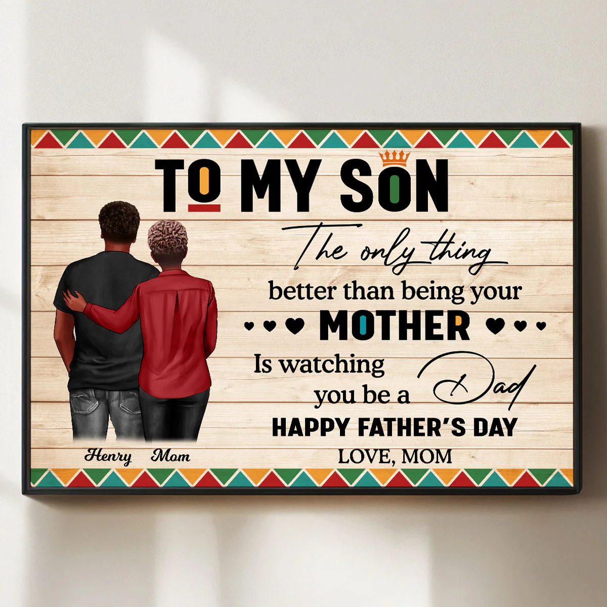 To My Son From Mom Dad Happy Father's Day Black Pride Personalized Poster
