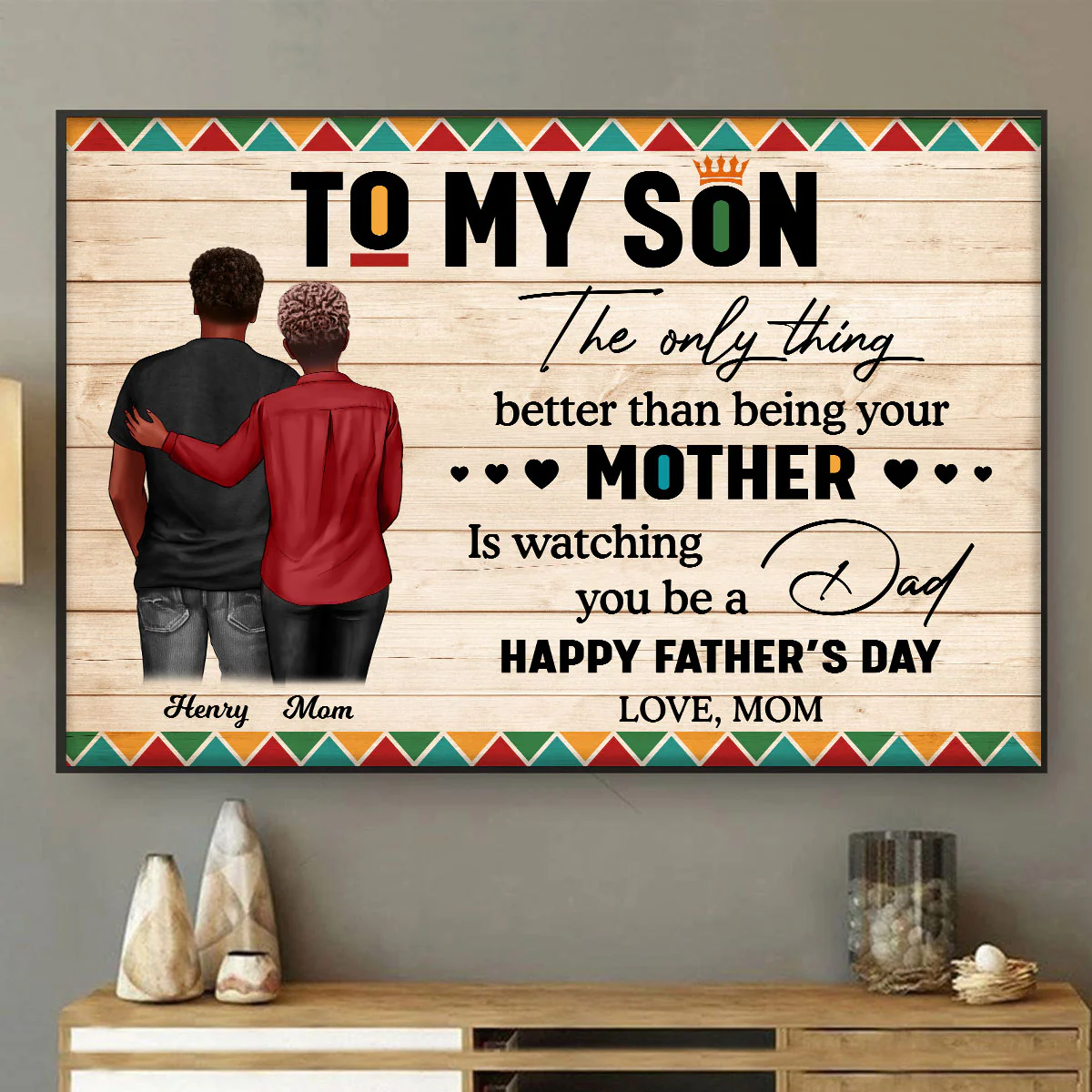 To My Son From Mom Dad Happy Father's Day Black Pride Personalized Poster - Image 3