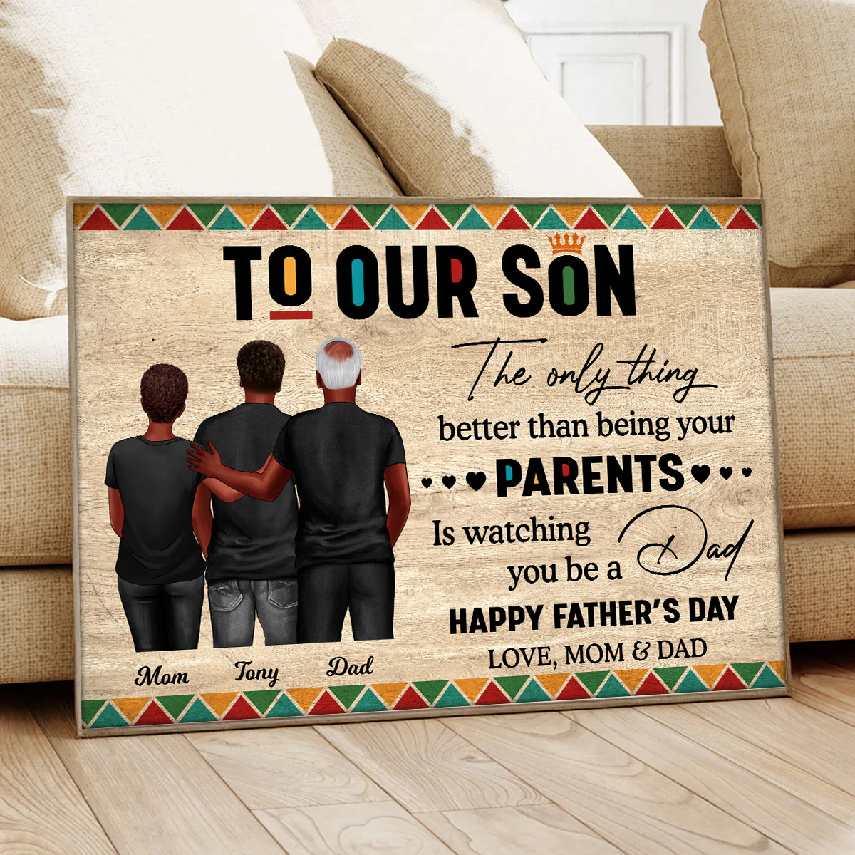 To My Son From Mom Dad Happy Father's Day Black Pride Personalized Poster - Image 4