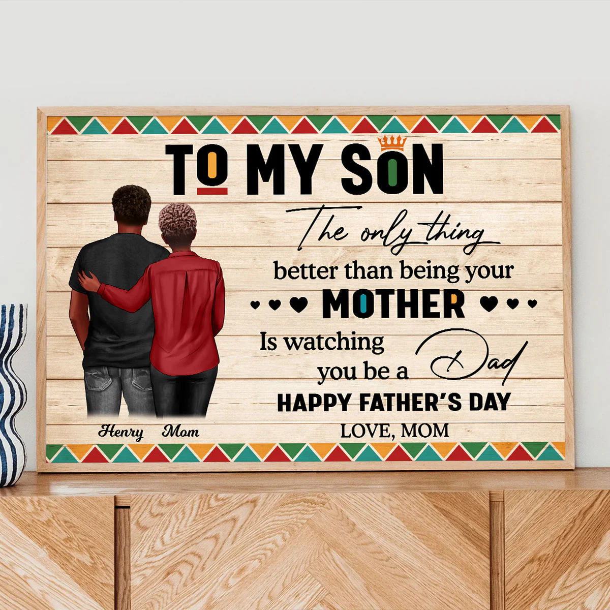 To My Son From Mom Dad Happy Father's Day Black Pride Personalized Poster - Image 7