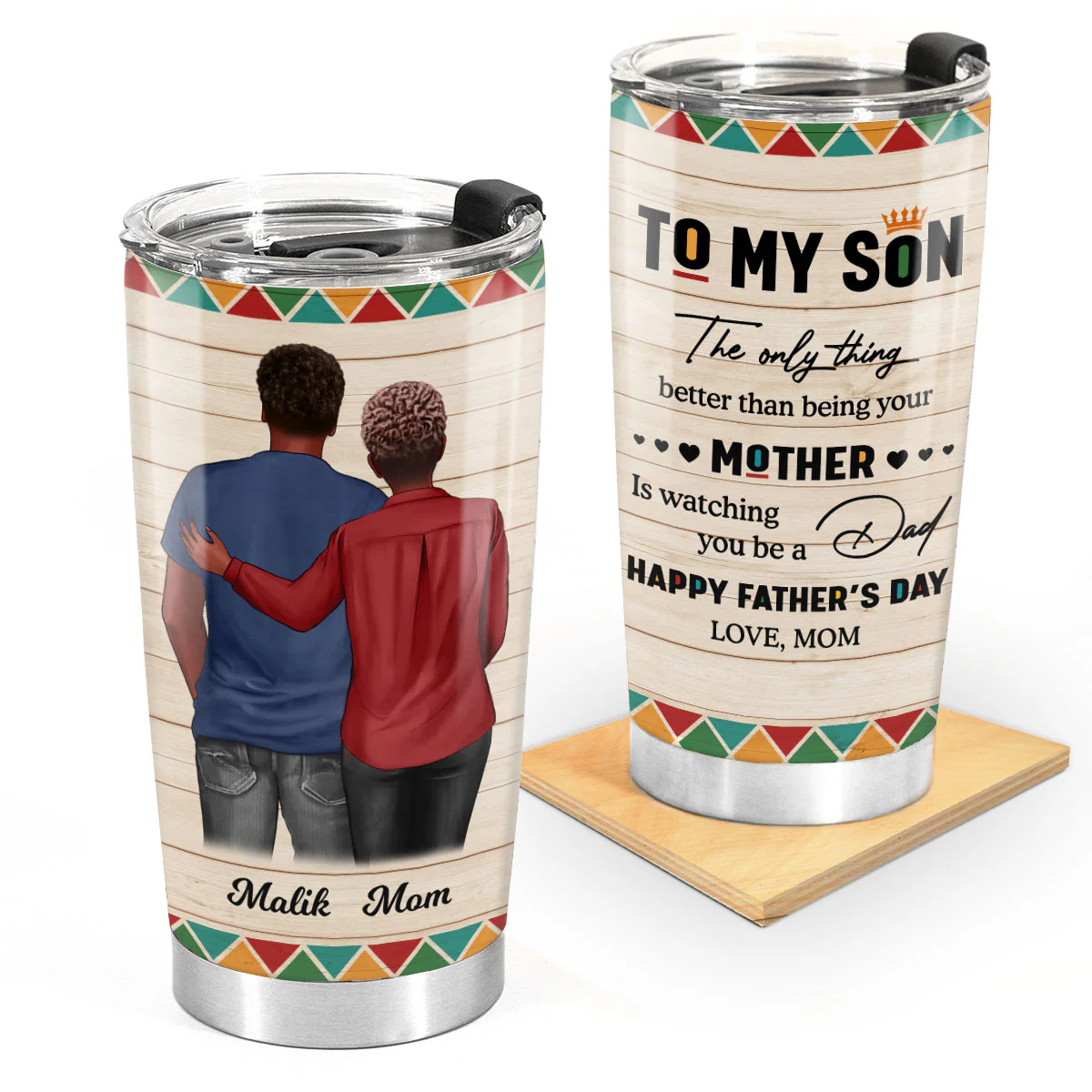 To My Son From Mom Dad Happy Father's Day Black Pride Personalized Tumbler - Image 2