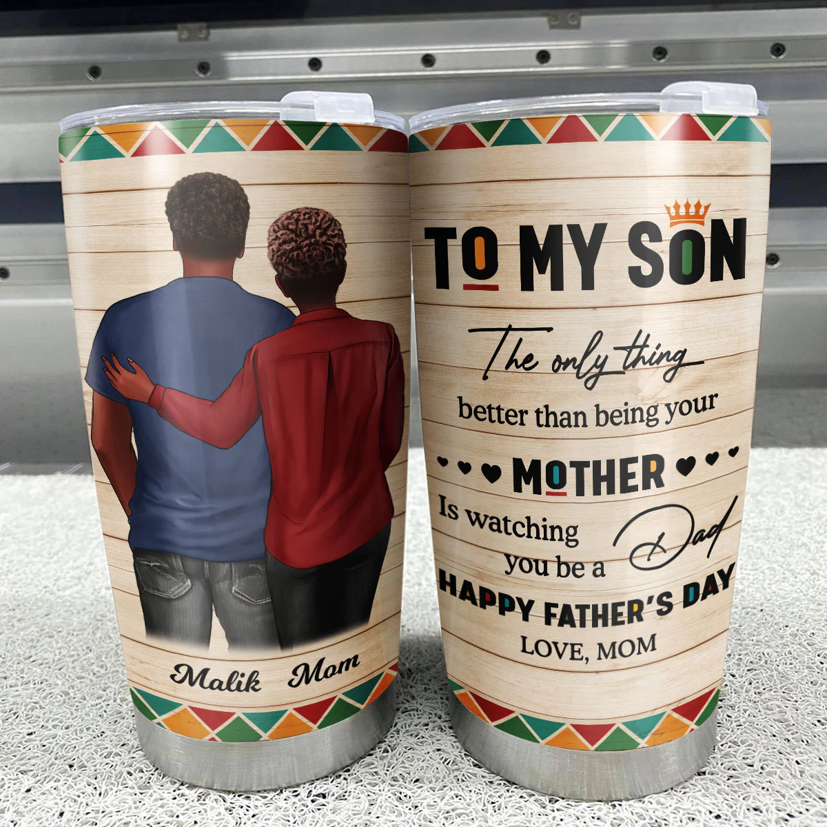 To My Son From Mom Dad Happy Father's Day Black Pride Personalized Tumbler - Image 4
