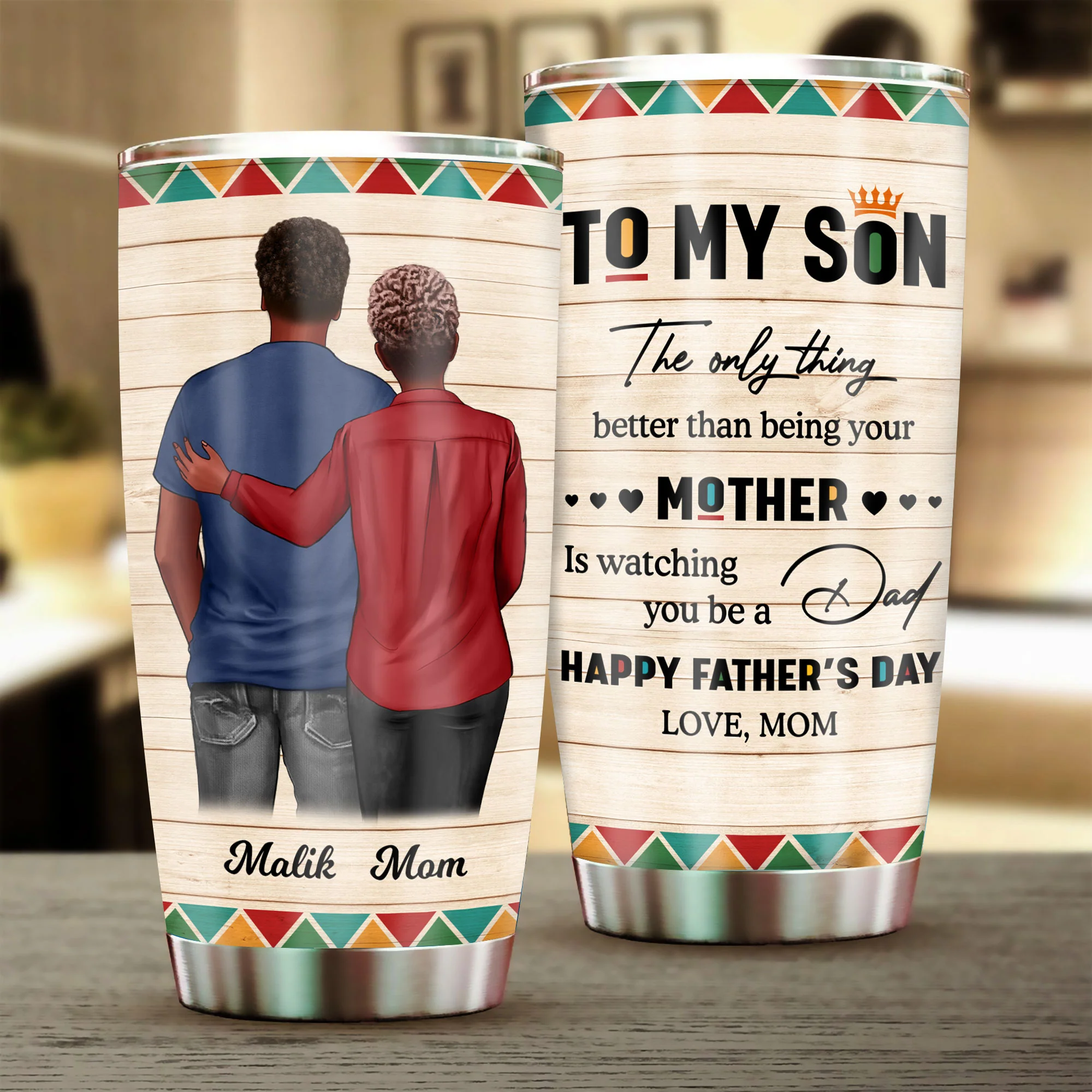 To My Son From Mom Dad Happy Father's Day Black Pride Personalized Tumbler - Image 5
