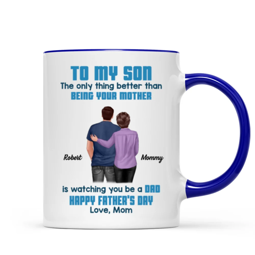 To My Son From Mom Dad Blue Tone Personalized Mug| Heartfelt Father's Day Gift For Son - Image 14