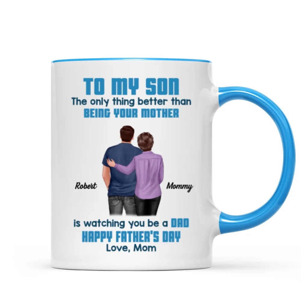 To My Son From Mom Dad Blue Tone Personalized Mug| Heartfelt Father's Day Gift For Son - Image 16