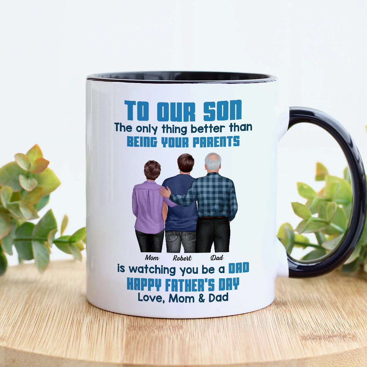 To My Son From Mom Dad Blue Tone Personalized Mug| Heartfelt Father's Day Gift For Son - Image 6