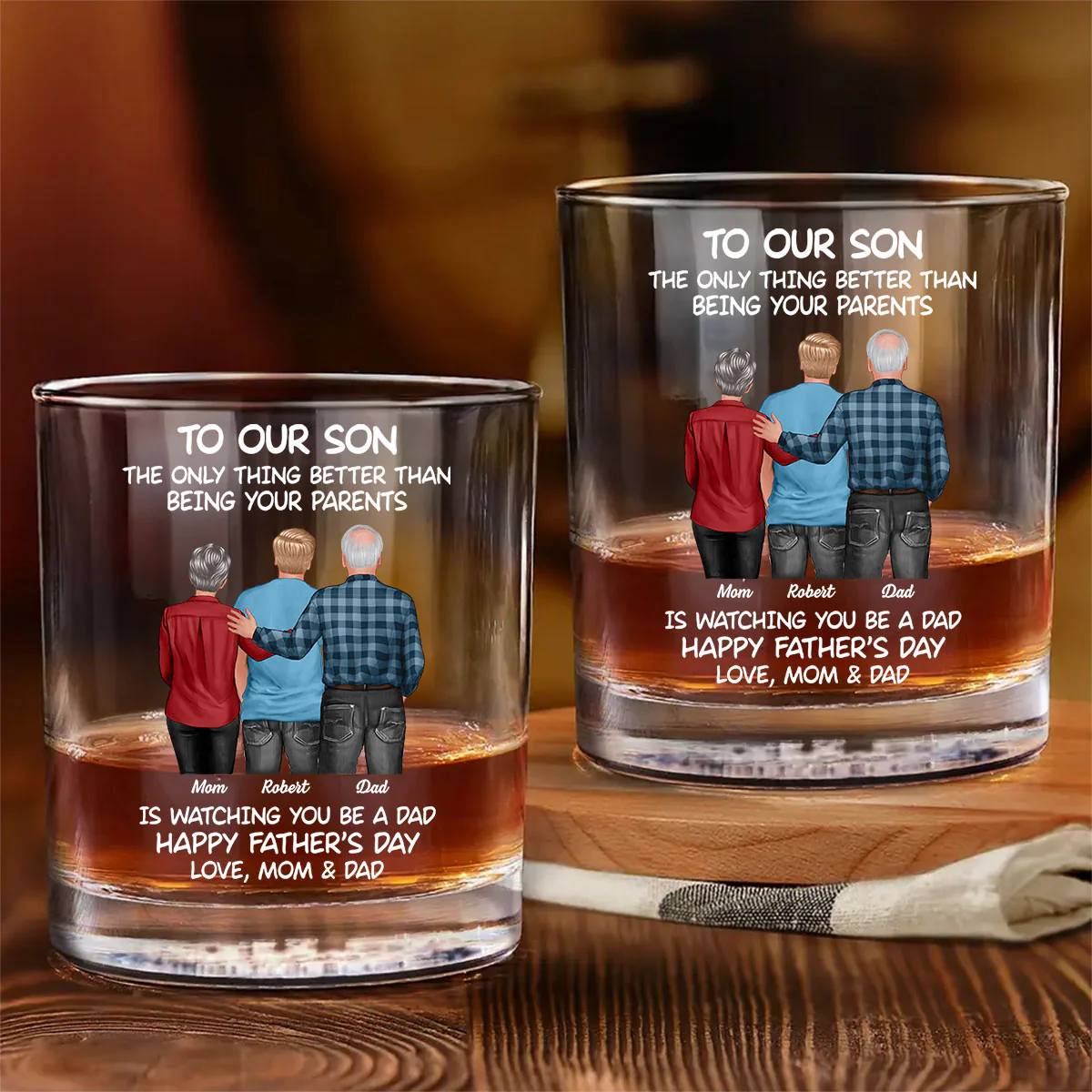 To My Son From Mom Dad Happy Father's Day Personalized Whiskey Glass| Heartfelt Father's Day Gift For Son - Image 15