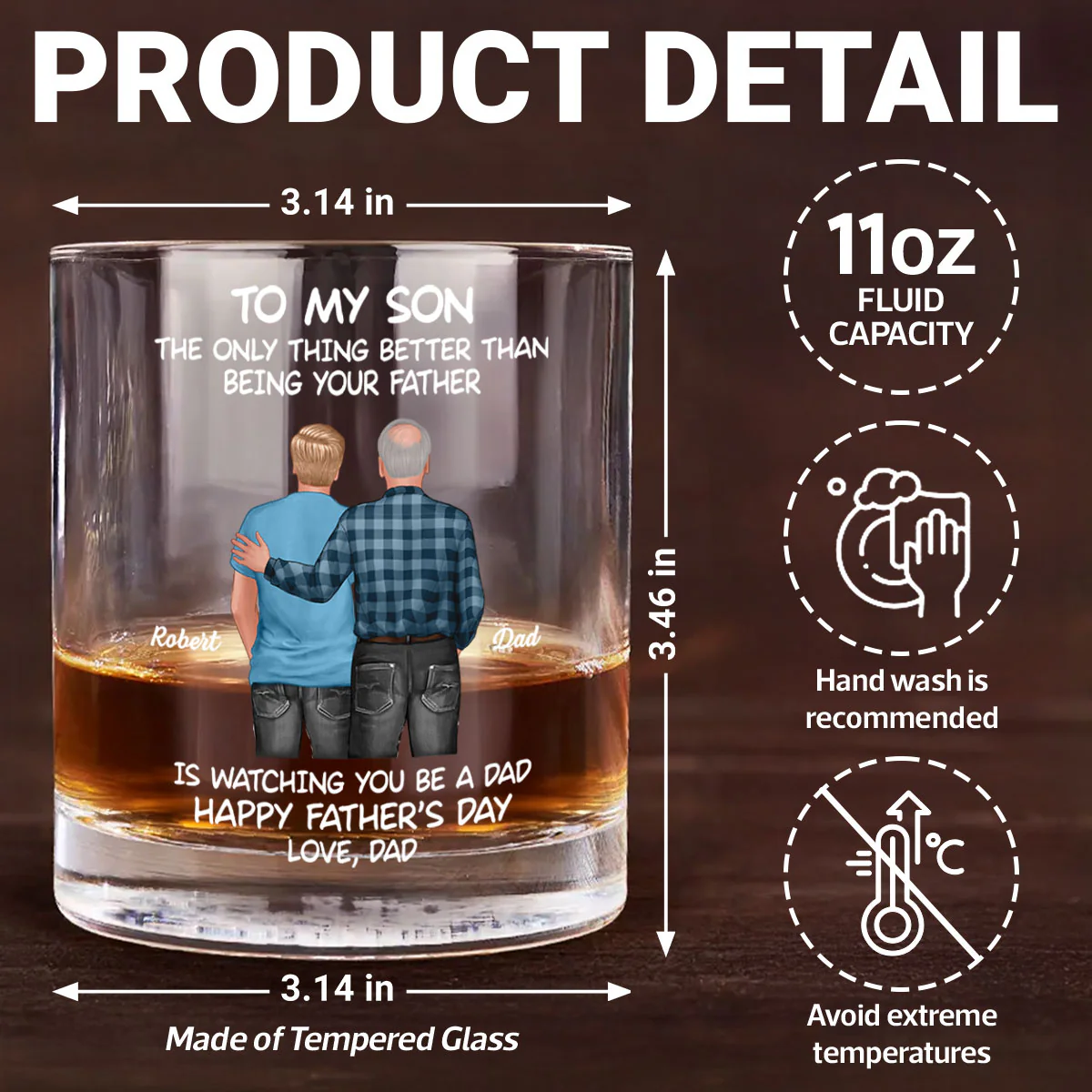 To My Son From Mom Dad Happy Father's Day Personalized Whiskey Glass| Heartfelt Father's Day Gift For Son - Image 16