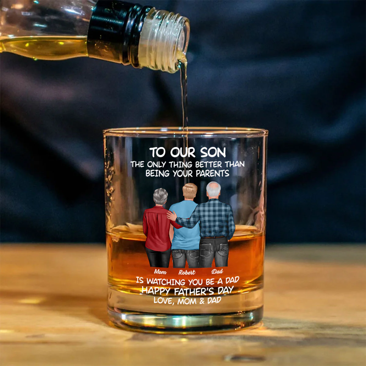 To My Son From Mom Dad Happy Father's Day Personalized Whiskey Glass| Heartfelt Father's Day Gift For Son - Image 3