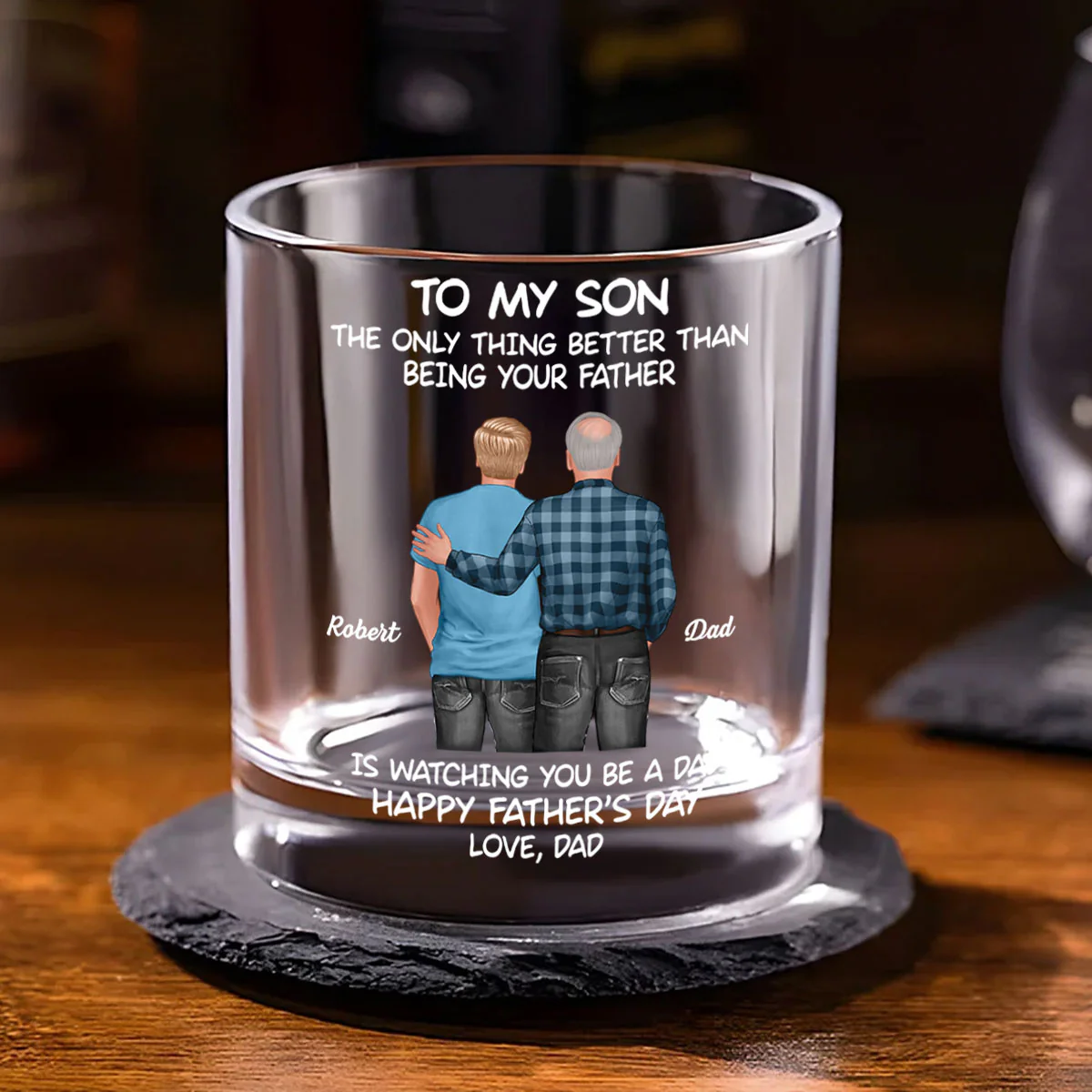 To My Son From Mom Dad Happy Father's Day Personalized Whiskey Glass| Heartfelt Father's Day Gift For Son - Image 4