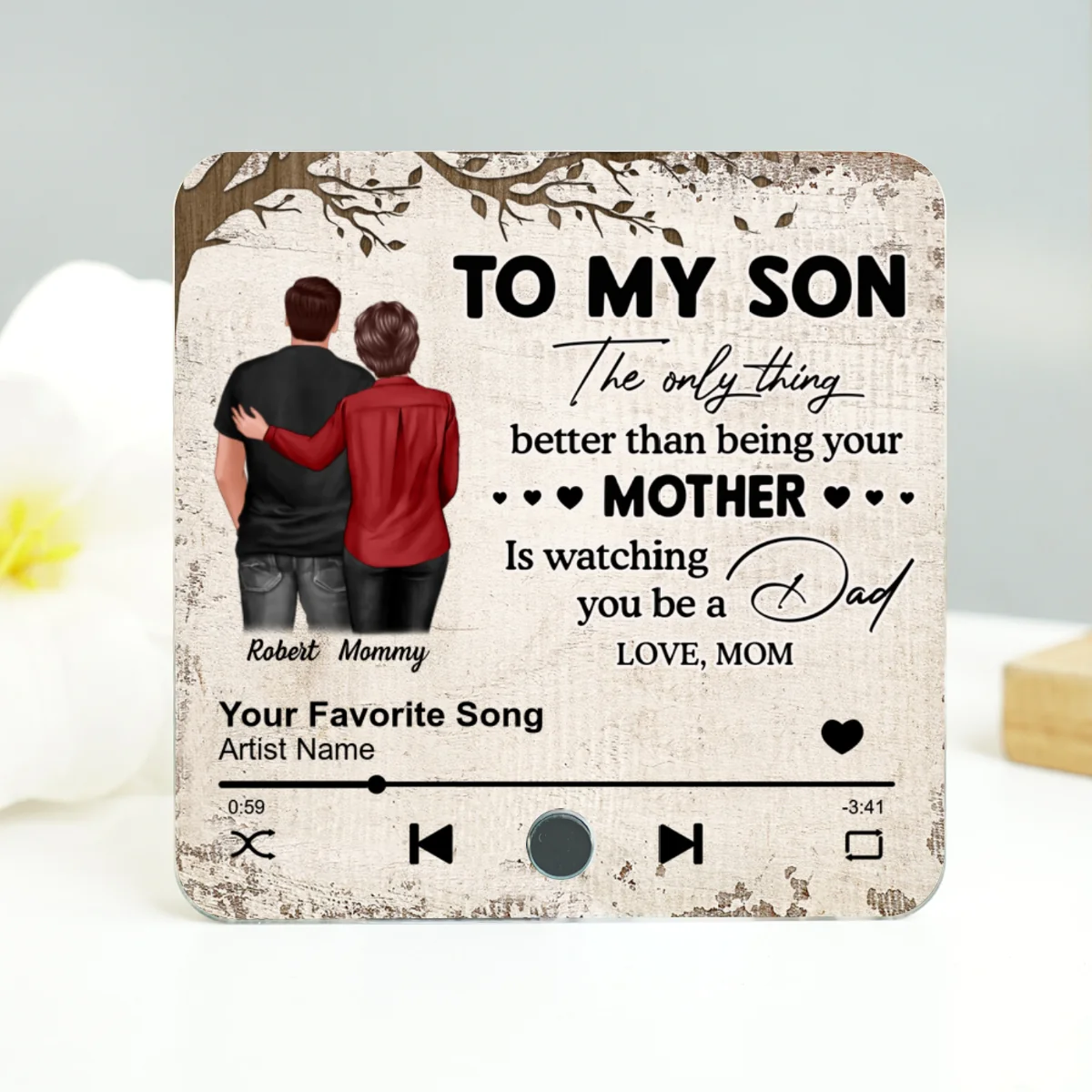To My Son From Mom Dad Personalized Music Fridge Magnet, Heartfelt Father's Day Gift For Son - Image 12