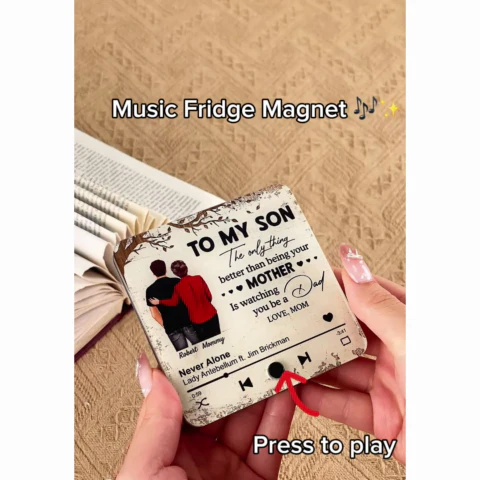To My Son From Mom Dad Personalized Music Fridge Magnet, Heartfelt Father's Day Gift For Son - Image 2
