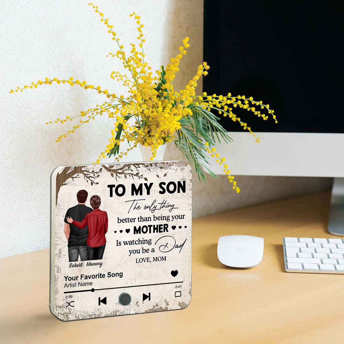 To My Son From Mom Dad Personalized Music Fridge Magnet, Heartfelt Father's Day Gift For Son - Image 3