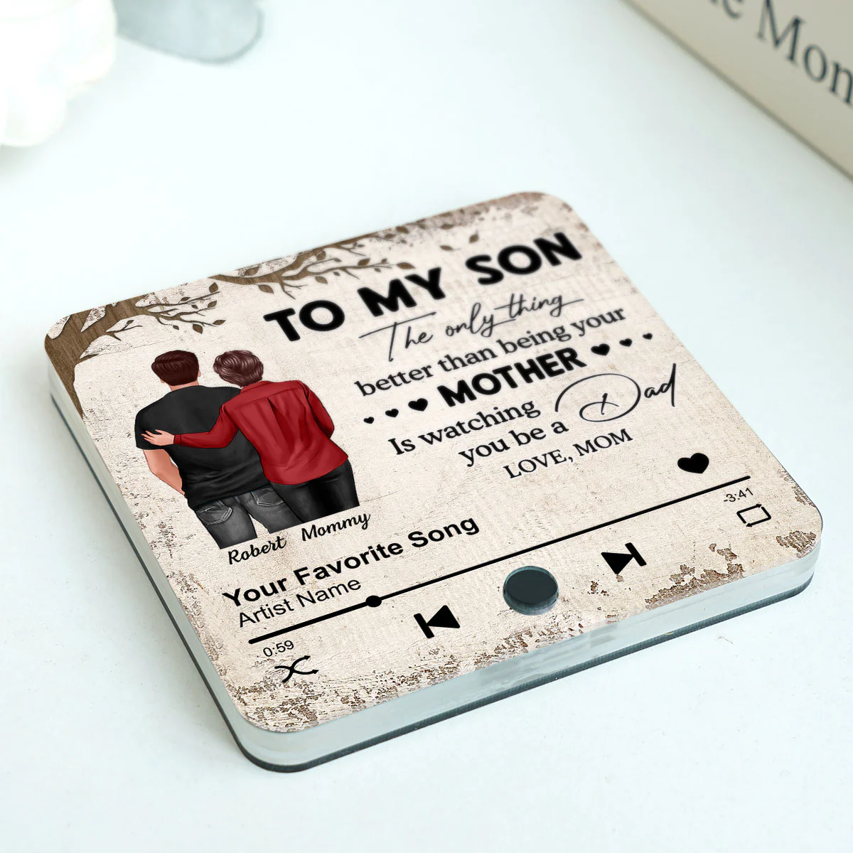 To My Son From Mom Dad Personalized Music Fridge Magnet, Heartfelt Father's Day Gift For Son - Image 4