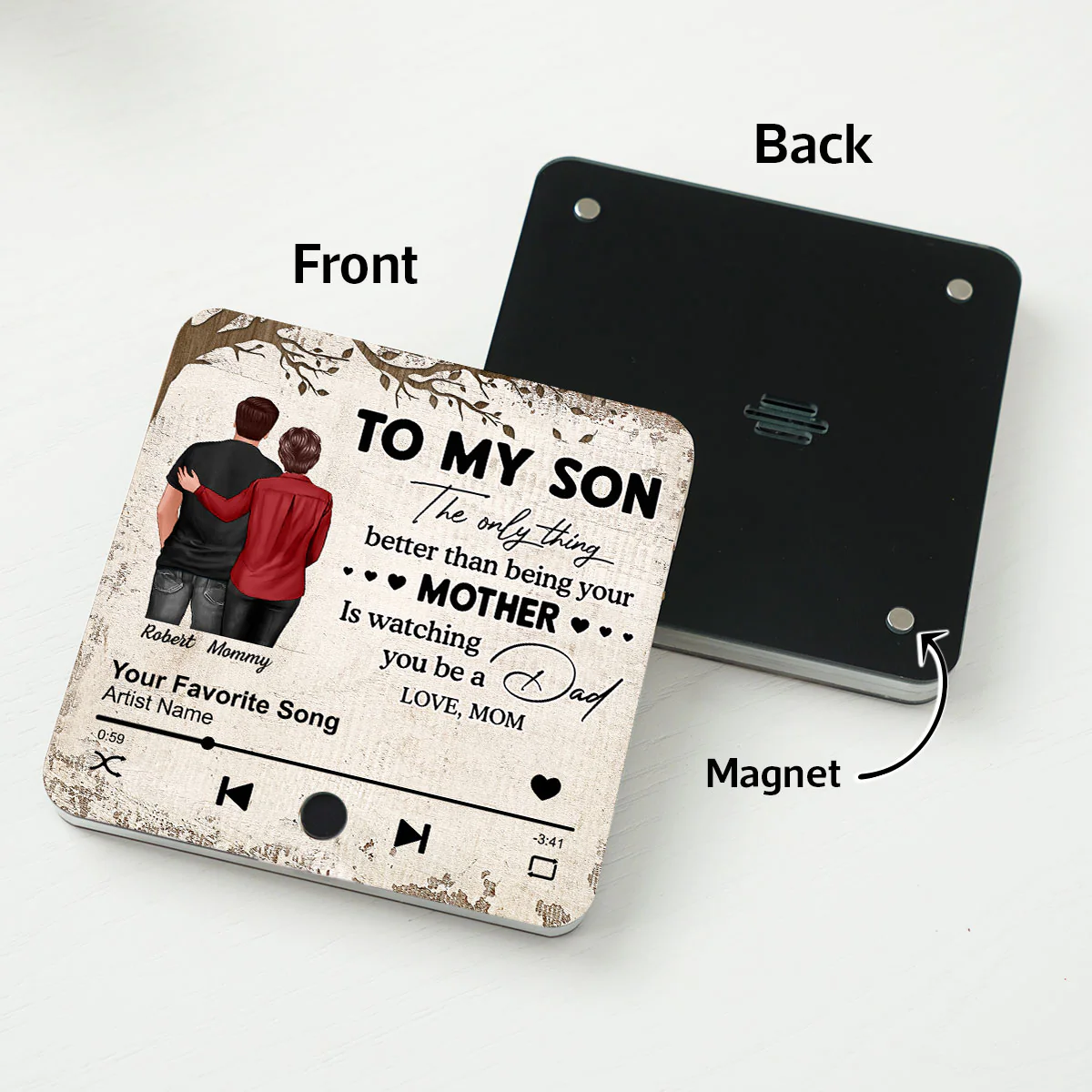 To My Son From Mom Dad Personalized Music Fridge Magnet, Heartfelt Father's Day Gift For Son - Image 5