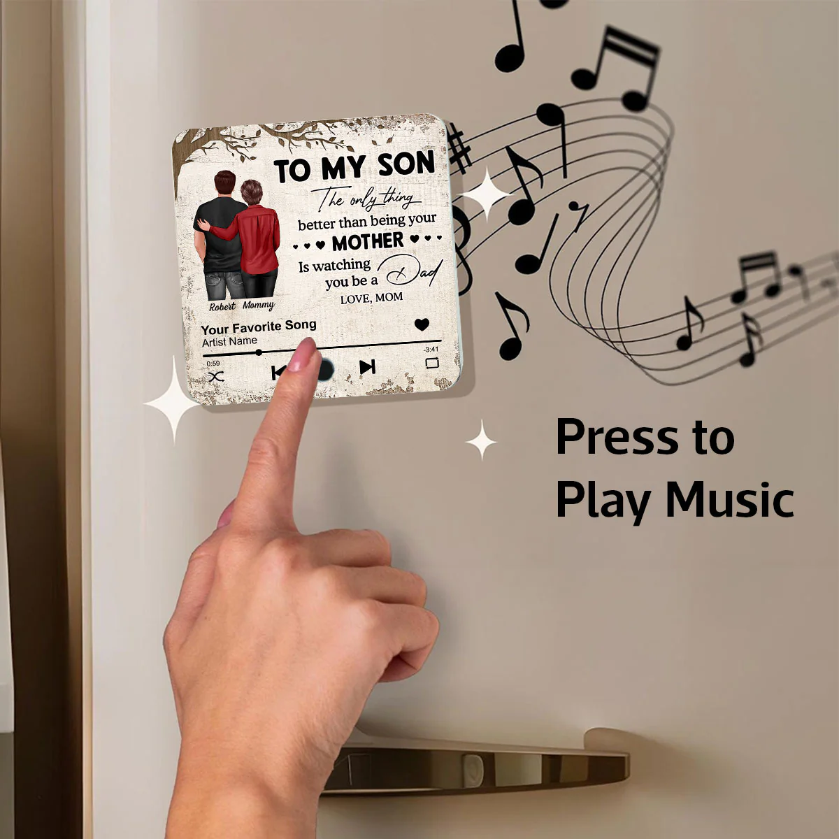 To My Son From Mom Dad Personalized Music Fridge Magnet, Heartfelt Father's Day Gift For Son - Image 6