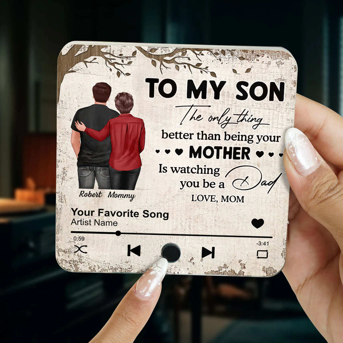 To My Son From Mom Dad Personalized Music Fridge Magnet, Heartfelt Father's Day Gift For Son - Image 7