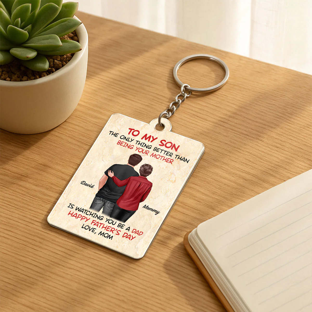 From Mom To Son Happy Father's Day Personalized Acrylic Keychain, Heartfelt Father's Day Gift For Son - Image 7