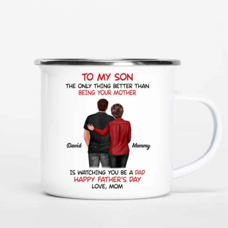 To My Son From Mom Happy Father‘s Day Back View Personalized Campfire Mug - Image 6
