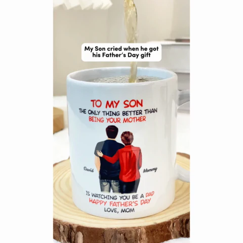 From Mom To Son Watching You Be A Dad - Personalized Mug - Gift For Son - Image 2