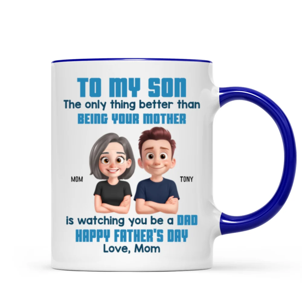 To My Son Happy Father's Day Cartoon Style Personalized Mug, Heartfelt Father's Day Gift For Son - Image 10