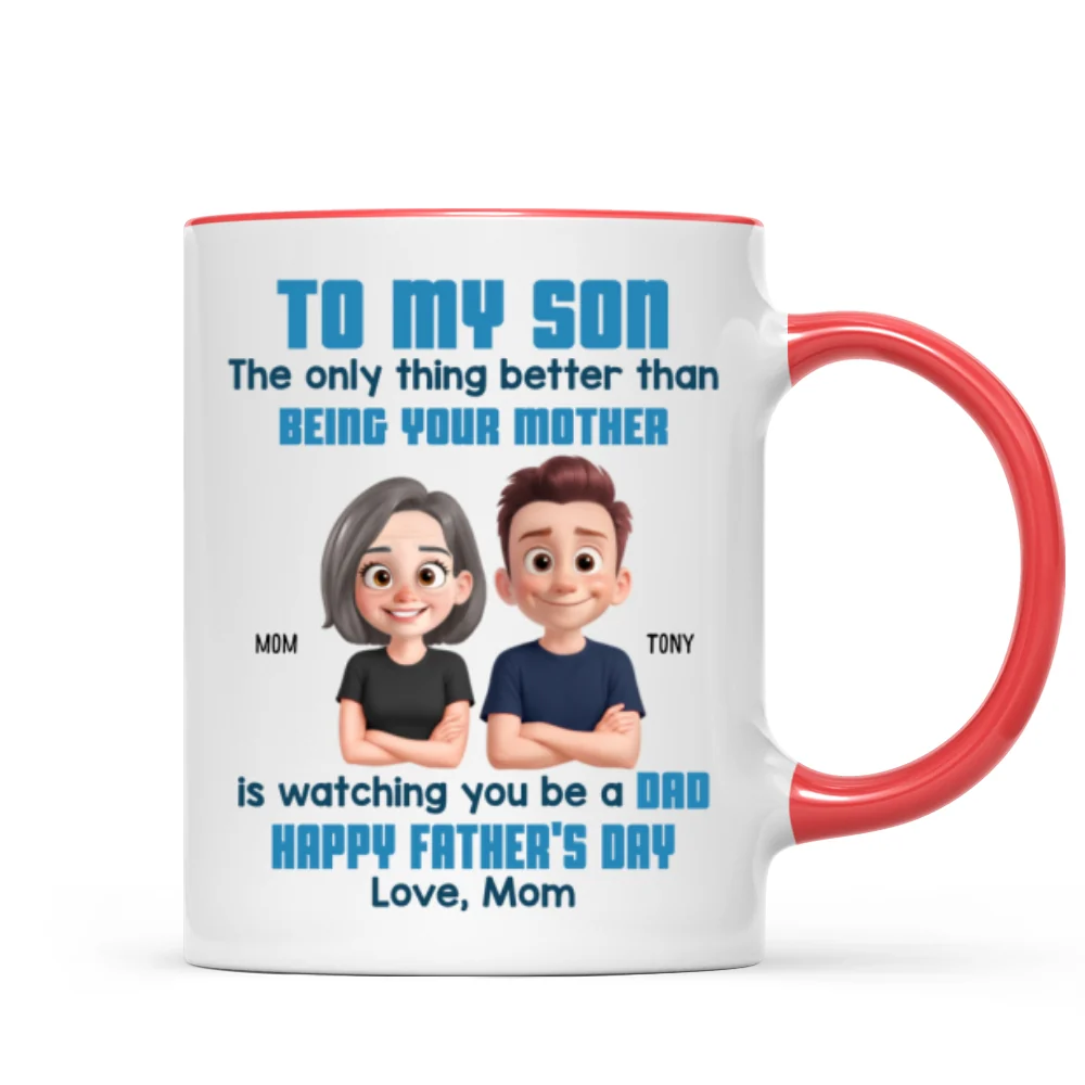 To My Son Happy Father's Day Cartoon Style Personalized Mug, Heartfelt Father's Day Gift For Son - Image 11