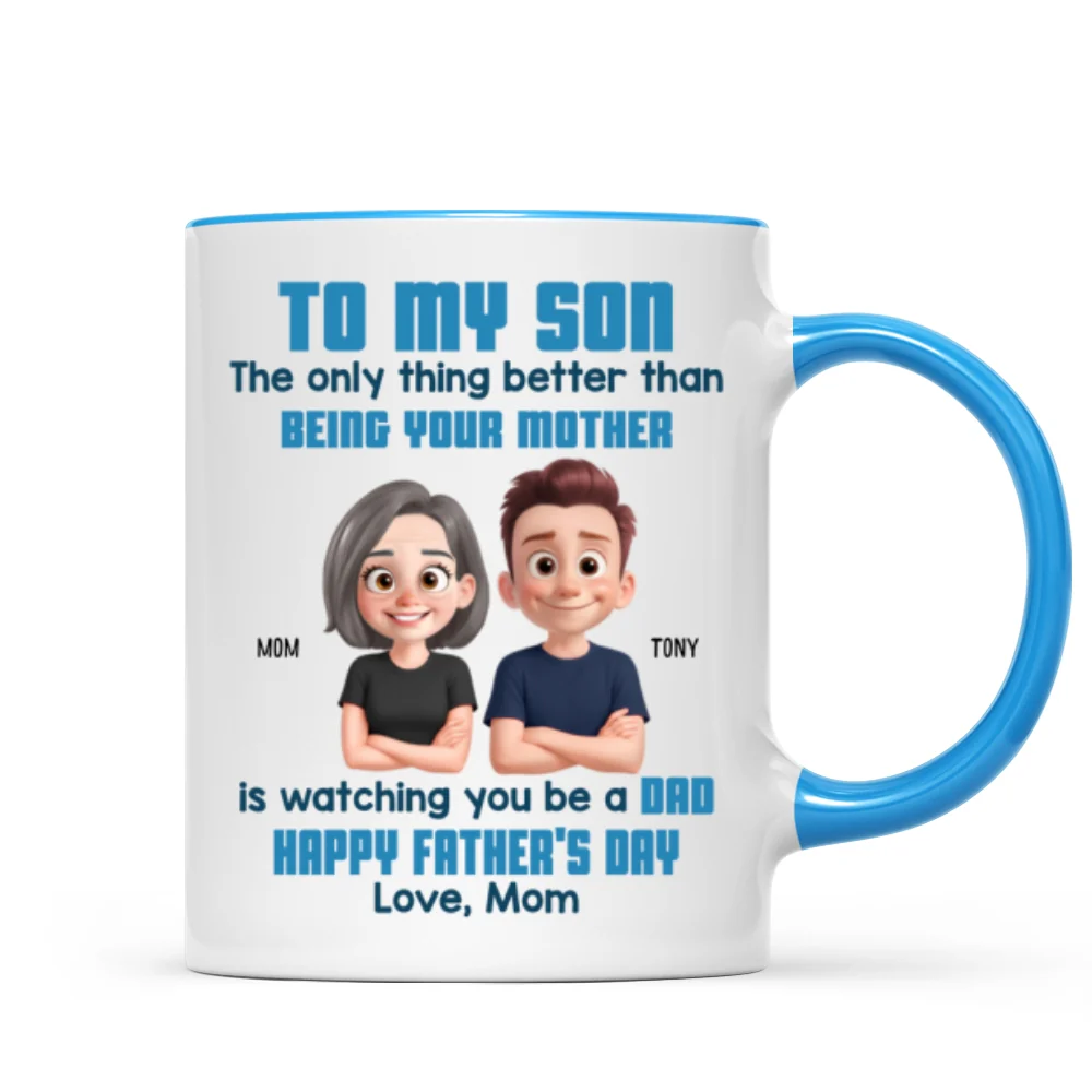To My Son Happy Father's Day Cartoon Style Personalized Mug, Heartfelt Father's Day Gift For Son - Image 12