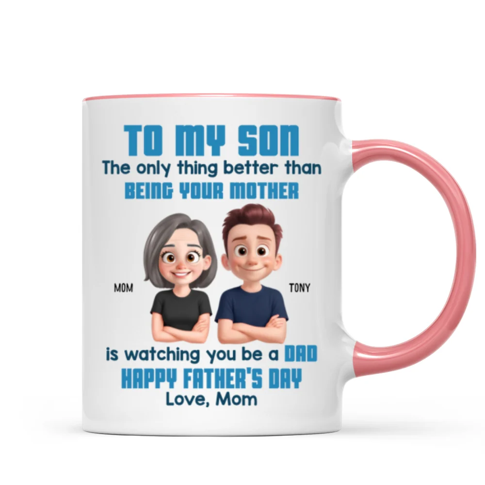To My Son Happy Father's Day Cartoon Style Personalized Mug, Heartfelt Father's Day Gift For Son - Image 13