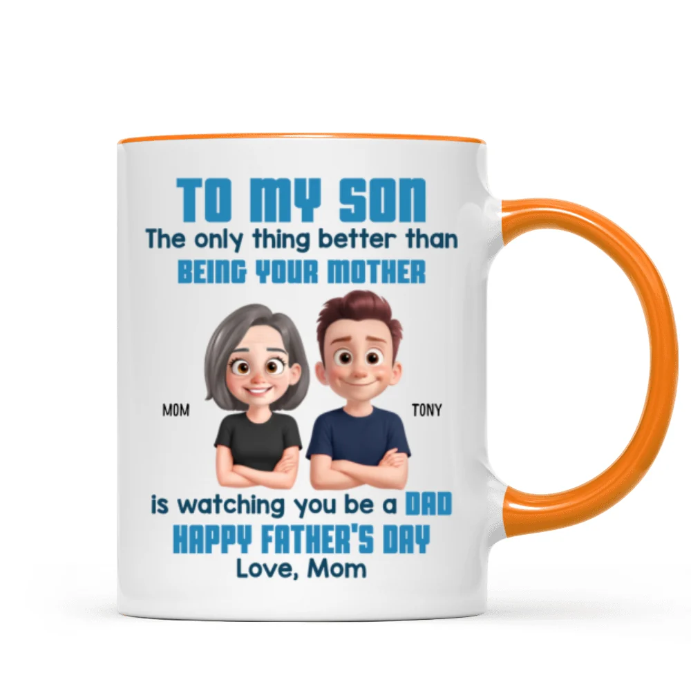 To My Son Happy Father's Day Cartoon Style Personalized Mug, Heartfelt Father's Day Gift For Son - Image 14