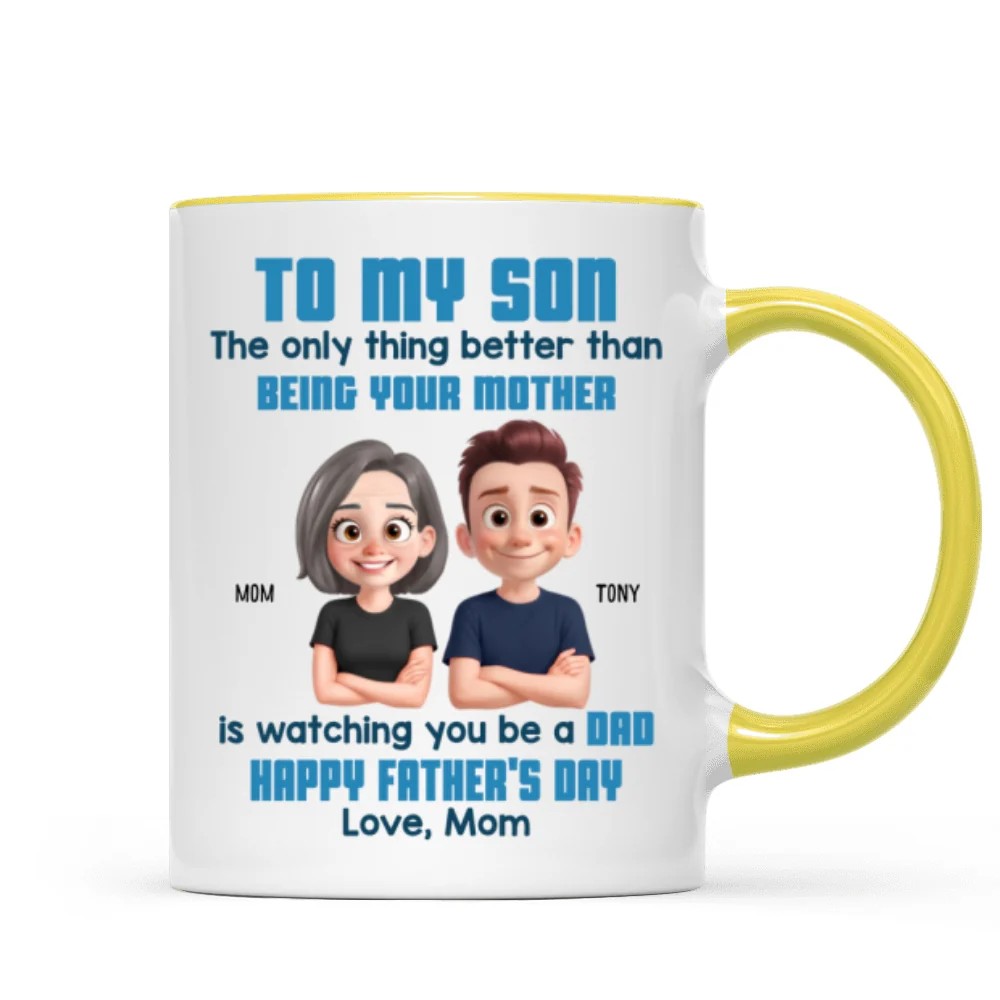 To My Son Happy Father's Day Cartoon Style Personalized Mug, Heartfelt Father's Day Gift For Son - Image 15