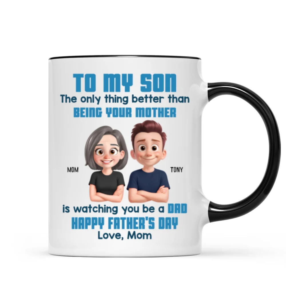 To My Son Happy Father's Day Cartoon Style Personalized Mug, Heartfelt Father's Day Gift For Son - Image 9
