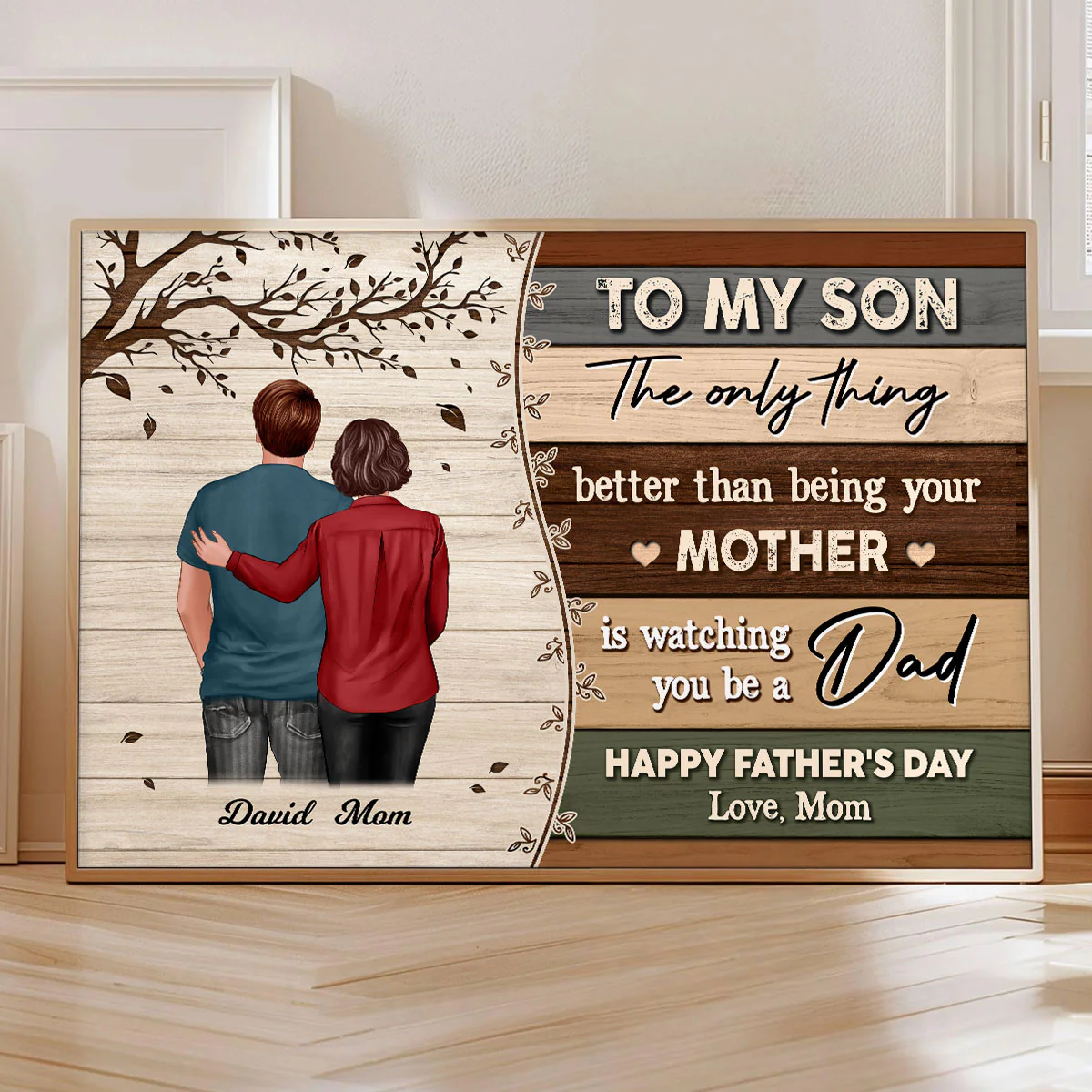 To My Son From Mom Happy Father's Day Colorful Pallets Texture Personalized Poster - Image 2