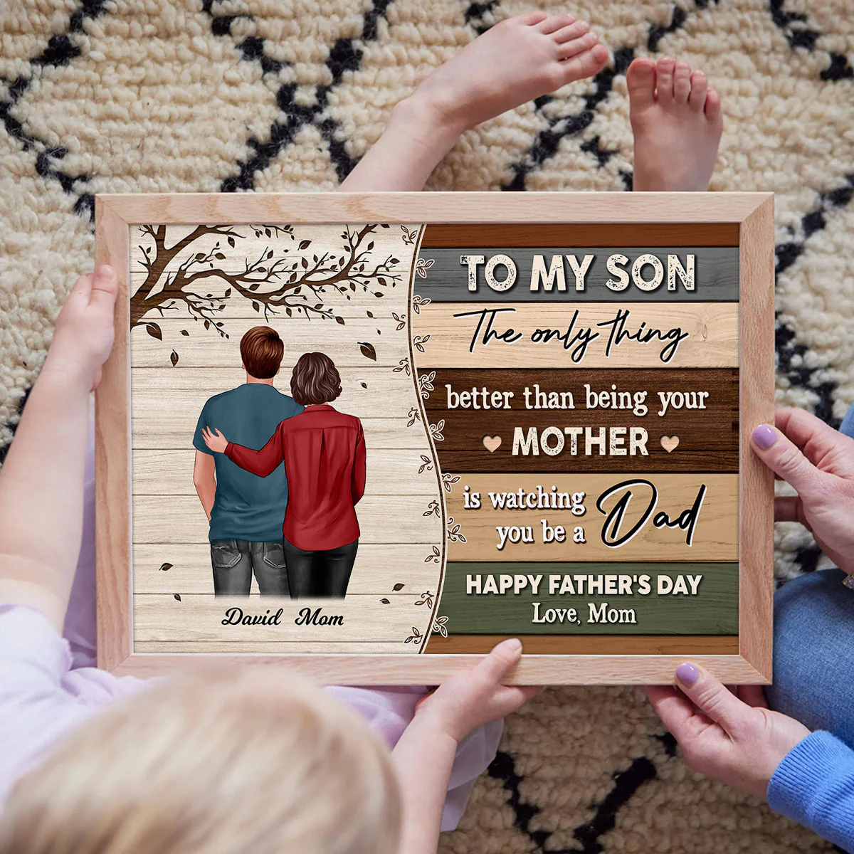 To My Son From Mom Happy Father's Day Colorful Pallets Texture Personalized Poster - Image 3