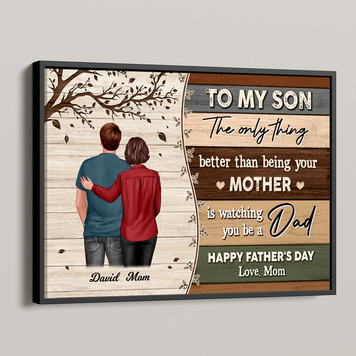 To My Son From Mom Happy Father's Day Colorful Pallets Texture Personalized Poster - Image 4