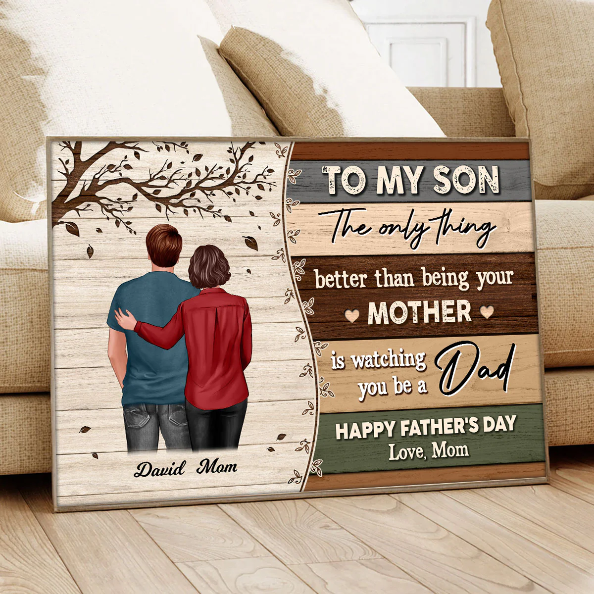 To My Son From Mom Happy Father's Day Colorful Pallets Texture Personalized Poster - Image 5