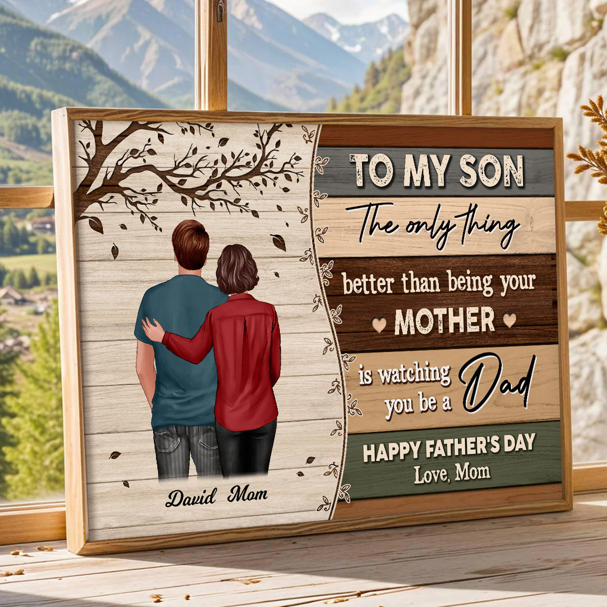To My Son From Mom Happy Father's Day Colorful Pallets Texture Personalized Poster - Image 7