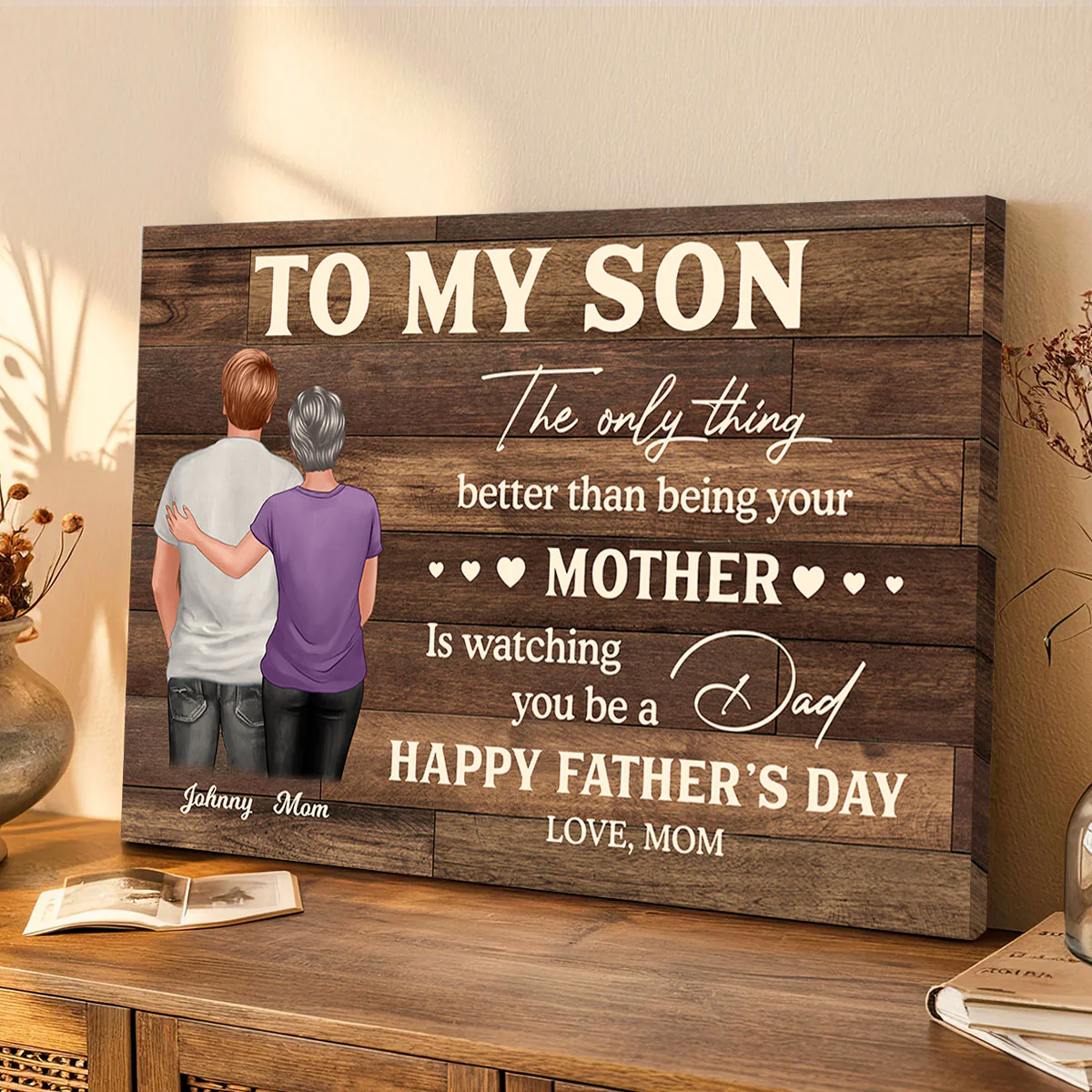 To My Son From Mom Happy Father's Day Personalized Canvas Prints - Image 2