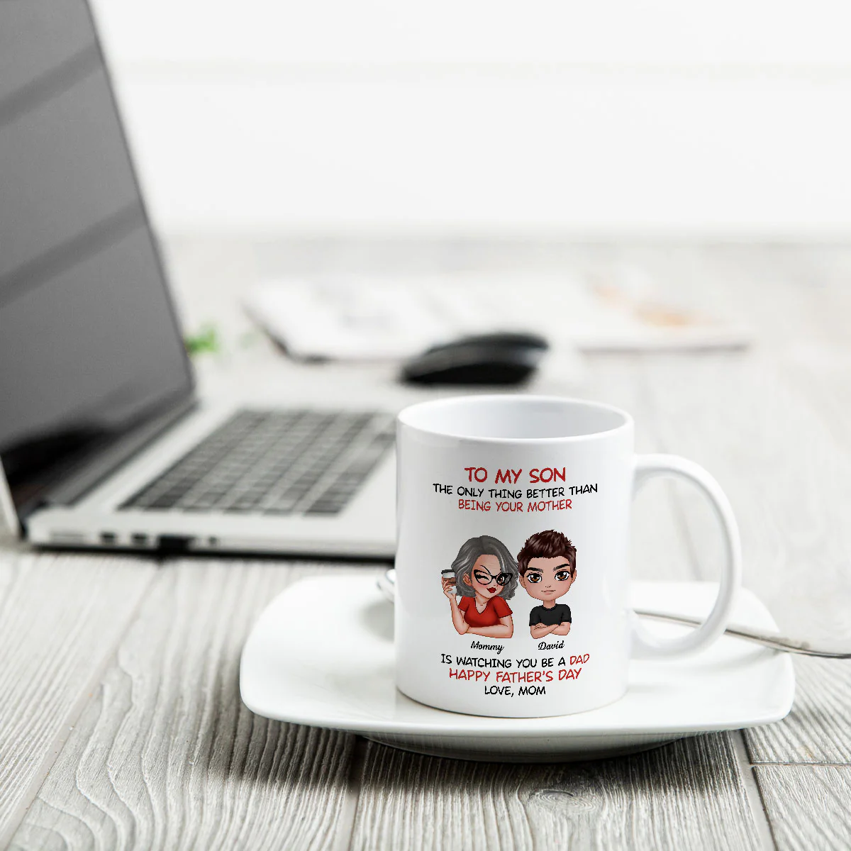 To My Son From Mom Happy Father‘s Day Personalized Mug - Image 4