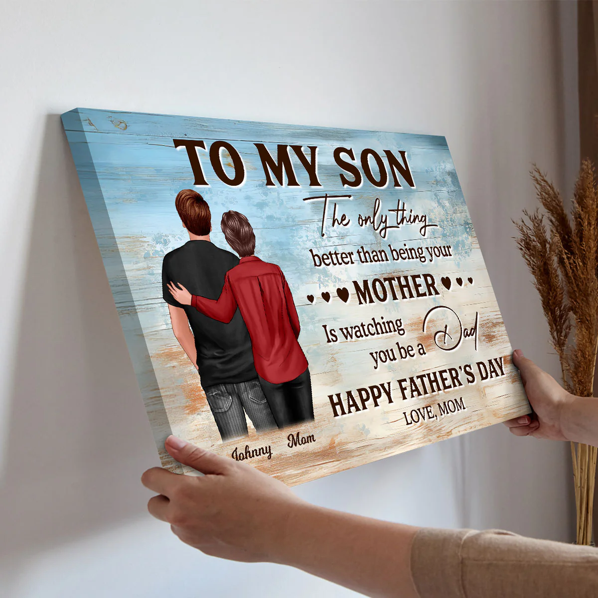 To My Son From Mom Happy Father's Day Personalized Wrapped Canvas| Heartfelt Father's Day Gift For Son - Image 10