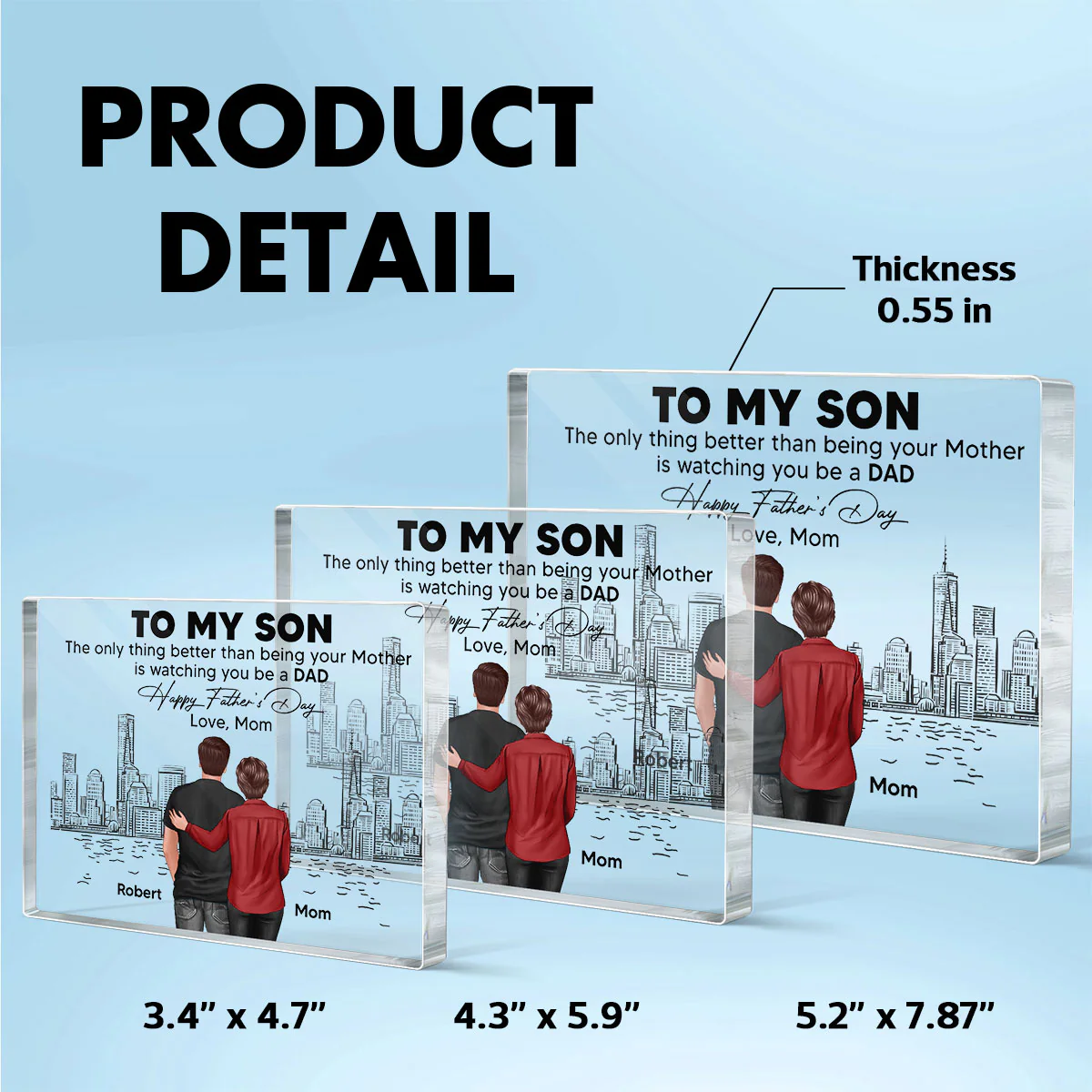 To My Son From Mom Happy Skyline Personalized Rectangle Acrylic Block Plaque - Image 6