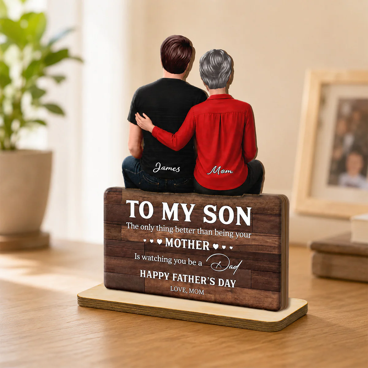 To My Son Happy 2D Flat - Personalized Wooden Plaque - Heartfelt Gift For Son - Image 3
